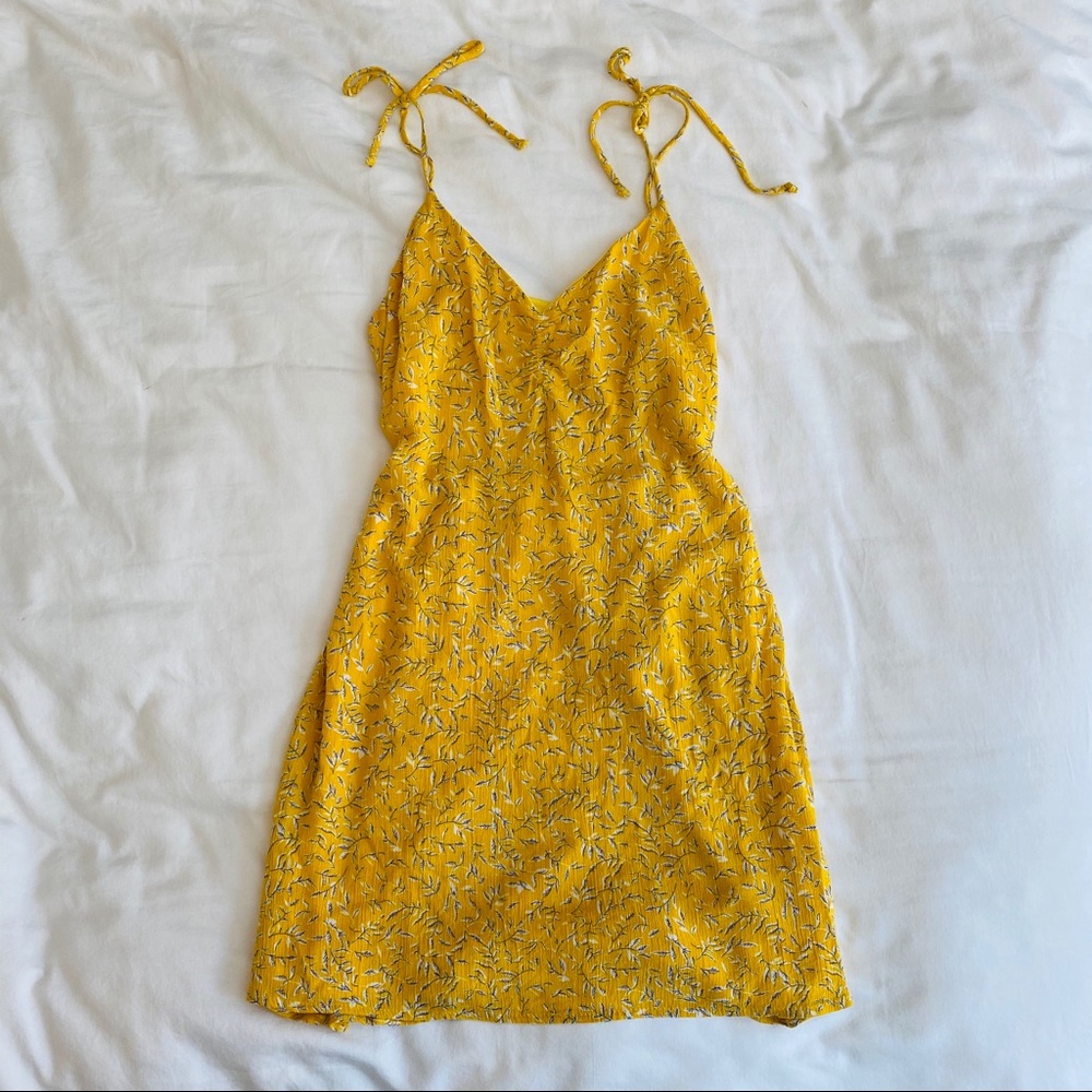 BNDI Bevello Yellow Mini Sundress with Tie Straps